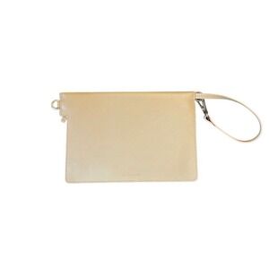 Tan Pebbled Leather Wristlet Clutch Pouch Leatherology Minimalist Quiet Luxury